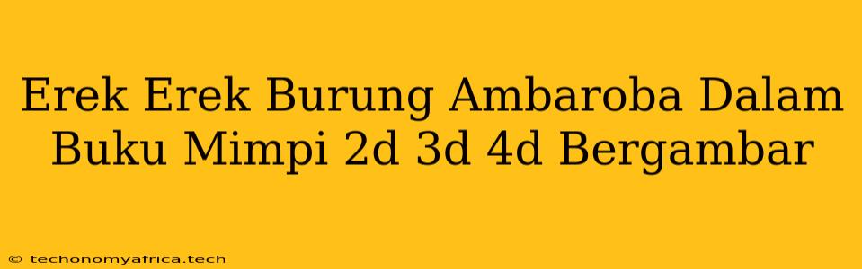 Erek Erek Burung Ambaroba Dalam Buku Mimpi 2d 3d 4d Bergambar