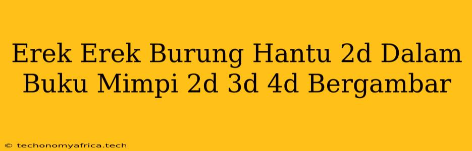 Erek Erek Burung Hantu 2d Dalam Buku Mimpi 2d 3d 4d Bergambar