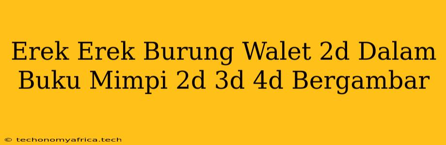 Erek Erek Burung Walet 2d Dalam Buku Mimpi 2d 3d 4d Bergambar