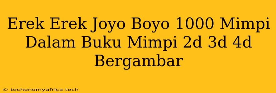 Erek Erek Joyo Boyo 1000 Mimpi Dalam Buku Mimpi 2d 3d 4d Bergambar