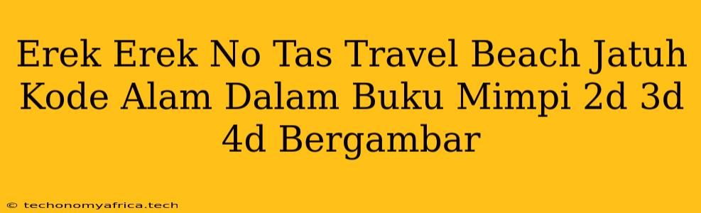 Erek Erek No Tas Travel Beach Jatuh Kode Alam Dalam Buku Mimpi 2d 3d 4d Bergambar