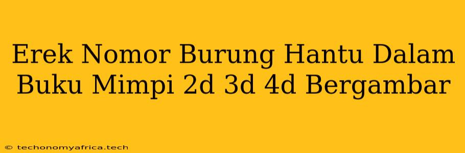 Erek Nomor Burung Hantu Dalam Buku Mimpi 2d 3d 4d Bergambar