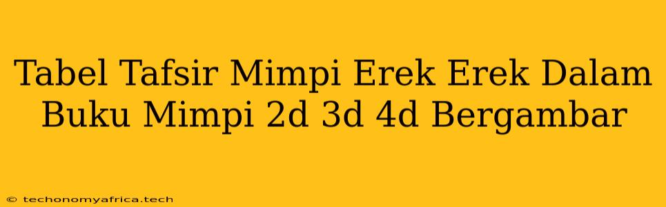 Tabel Tafsir Mimpi Erek Erek Dalam Buku Mimpi 2d 3d 4d Bergambar